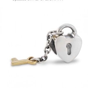 Pandora heart and key bead gold & silver